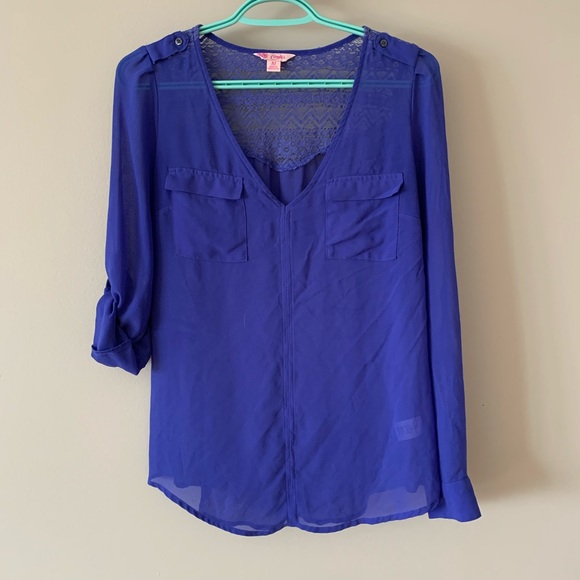 Candies Roll-Tab Shirt Blue - Picture 3 of 4
